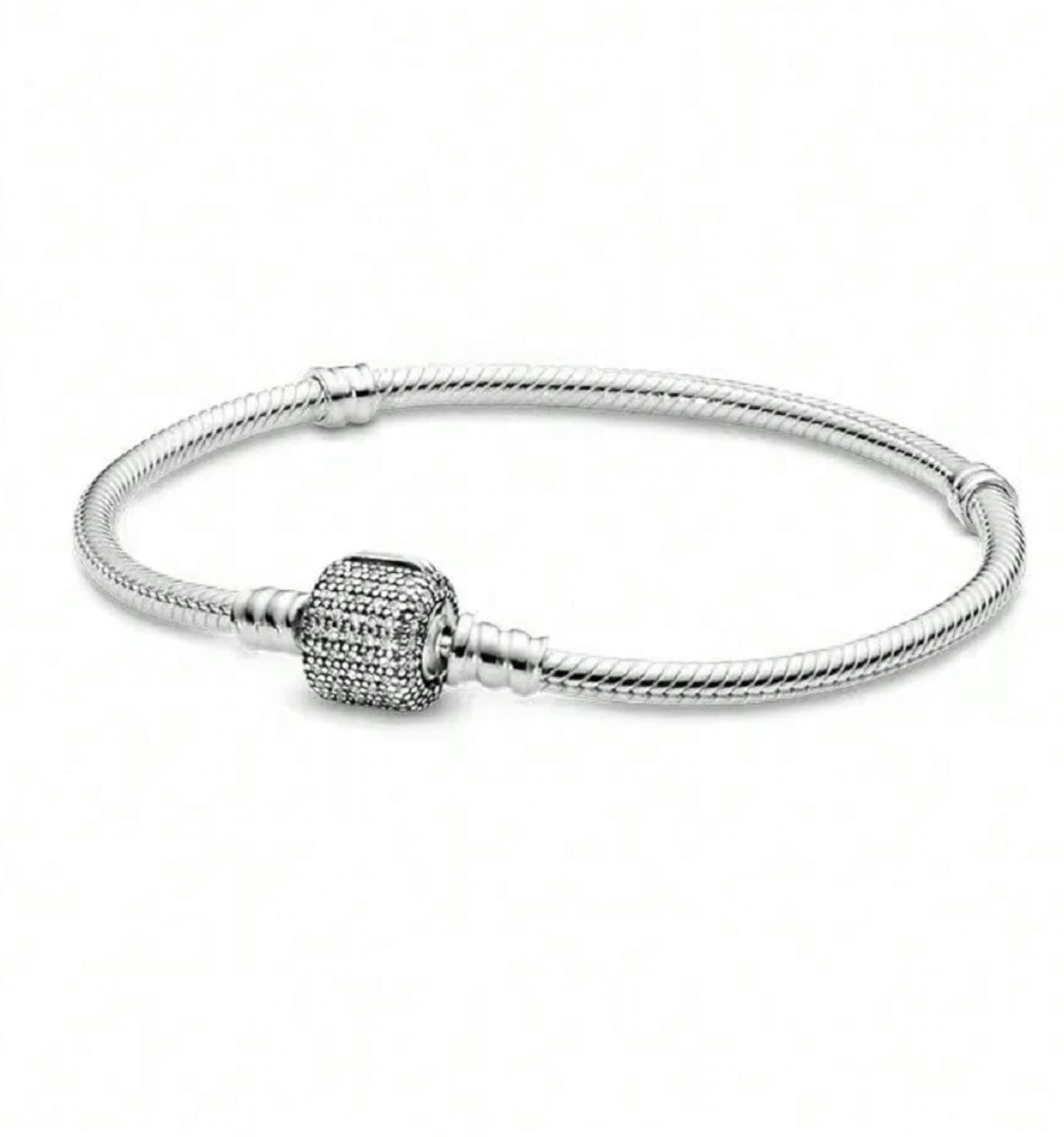 Pulsera de Plata con Cierre Barril Pavé Brillante