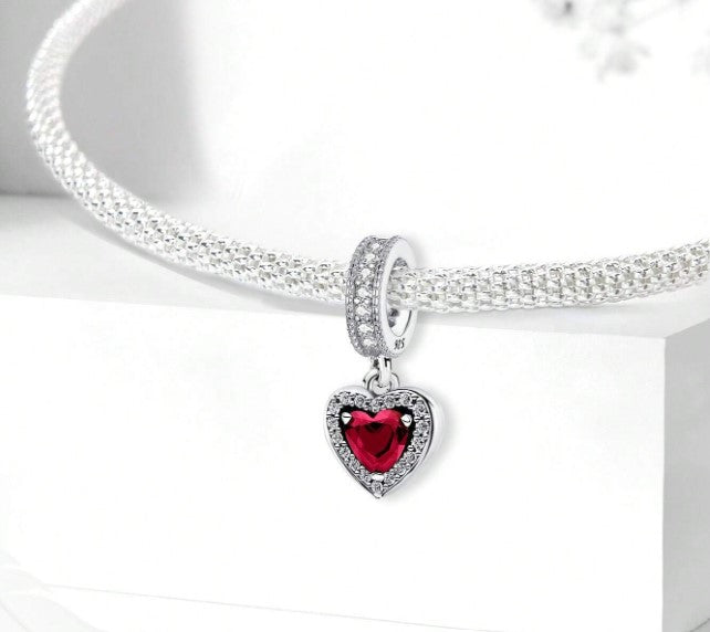 Charm Colgante Corazón Rojo Brillante