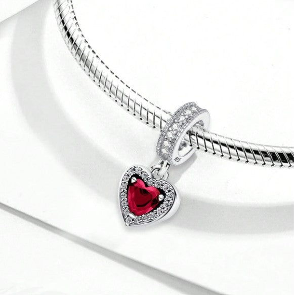 Charm Colgante Corazón Rojo Brillante