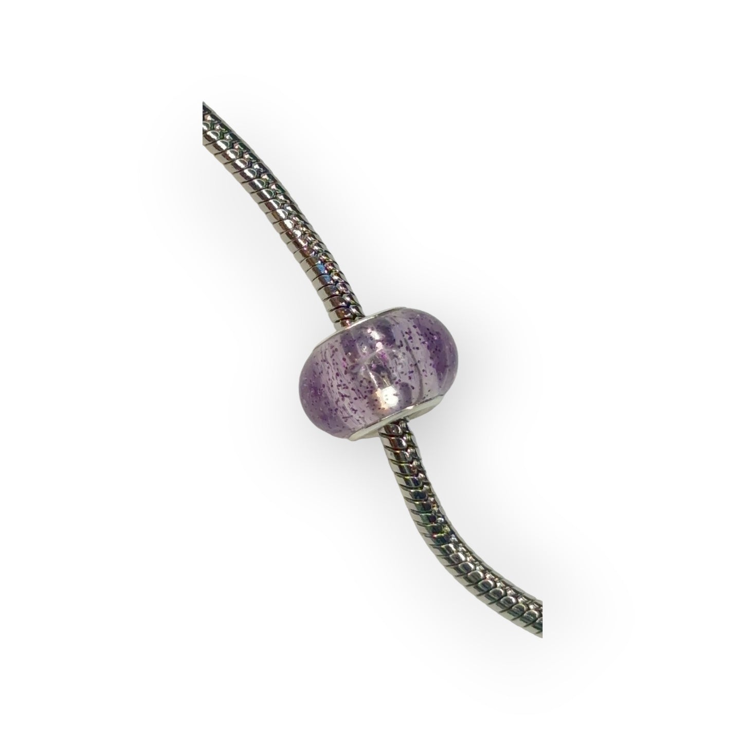 Charm esfera cristal morado con purpurina