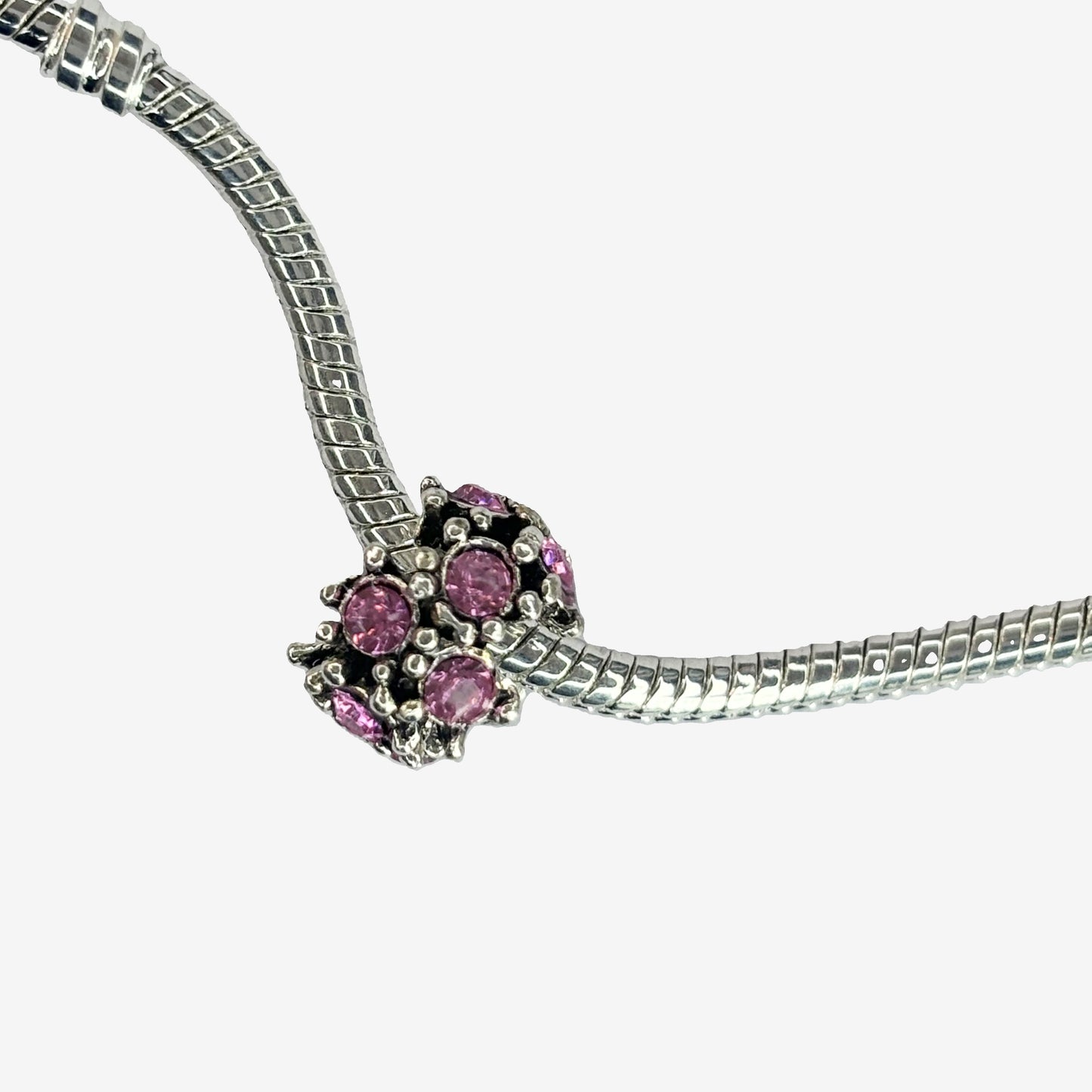 Charm Floral Vintage con Cristales Rosas