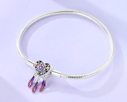 Pulsera cadena de Serpiente con Cierre forma de Corazón Atrapasueños