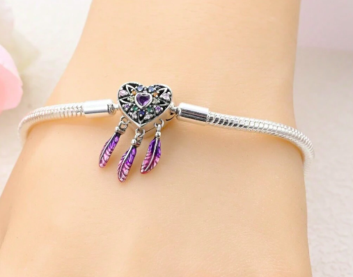 Pulsera cadena de Serpiente con Cierre forma de Corazón Atrapasueños