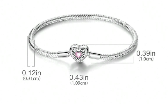 Pulsera cadena de Serpiente con Cierre forma de Corazón y Circonita Rosa