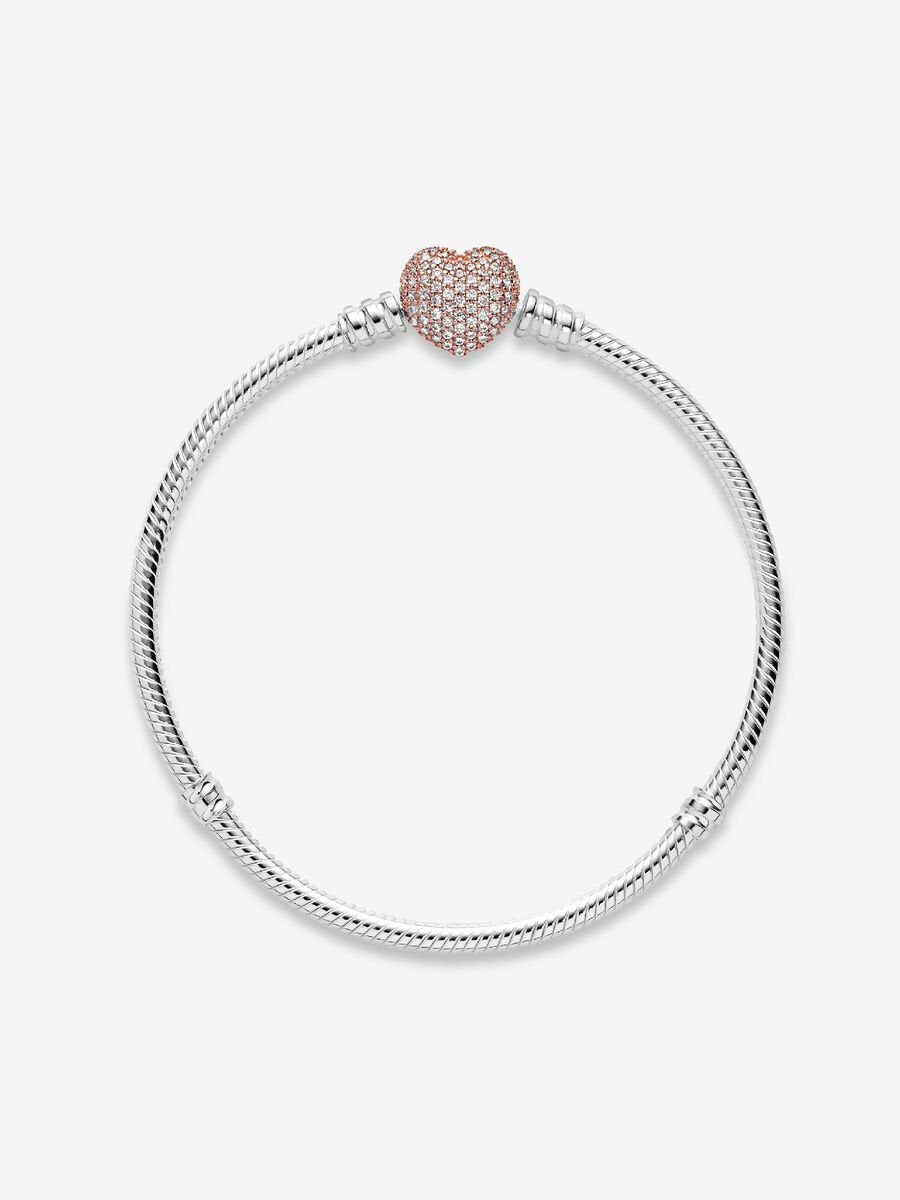 Pulsera "Latido Elegante" – Con cierre corazón oro rosa en pavé