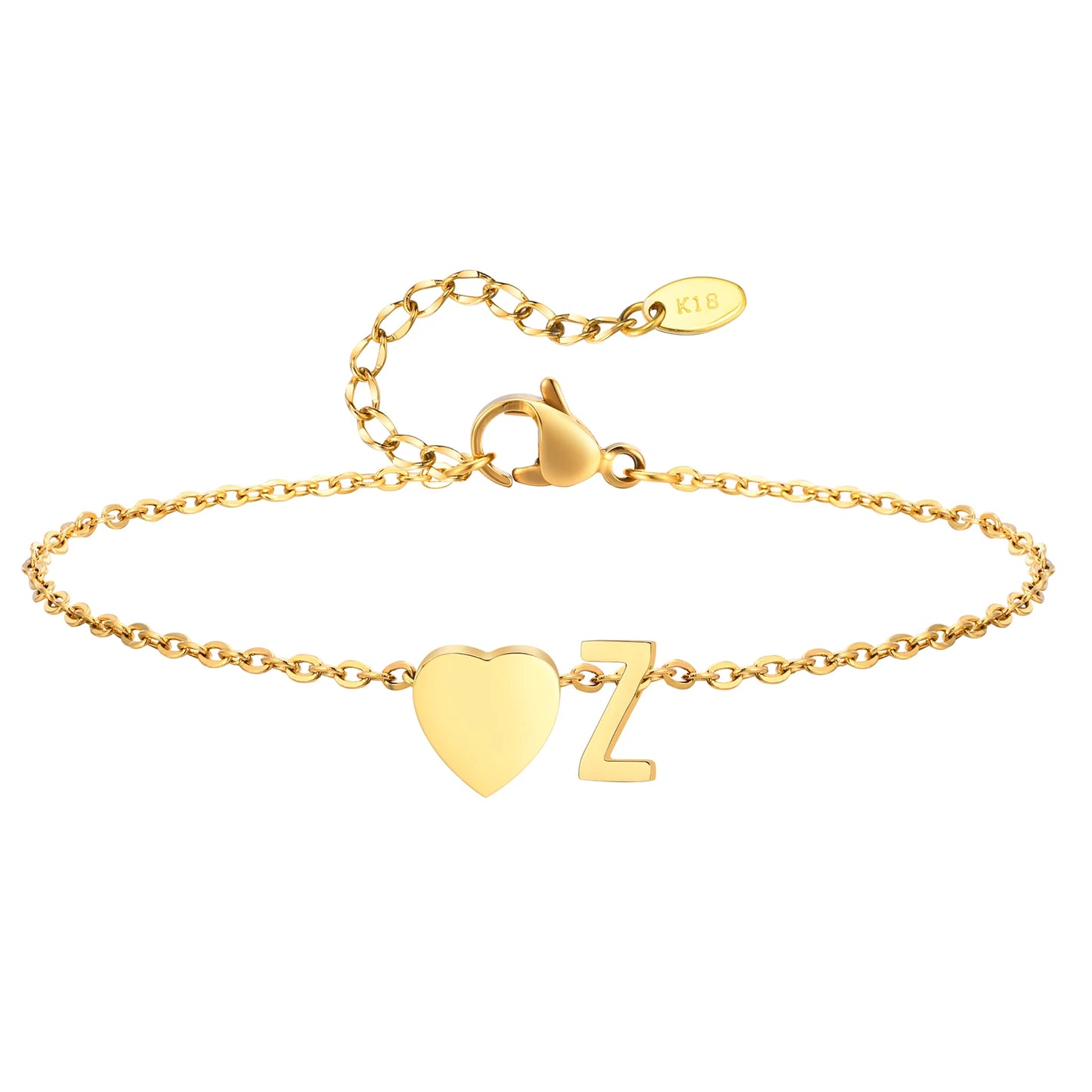 Tobillera personalizada con Inicial Corazón Dorada