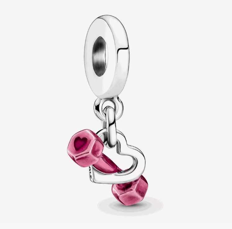 Charm Corazón y Mancuerna Rosa