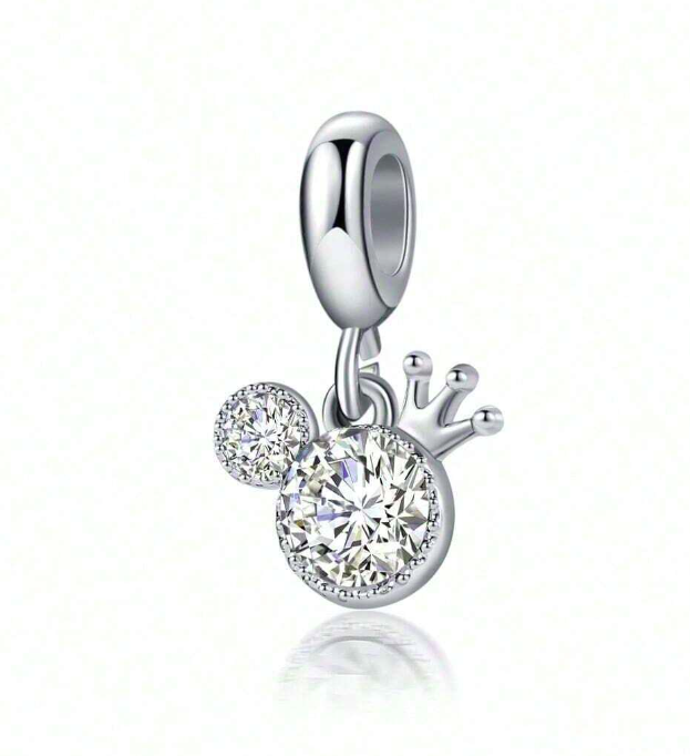Charm Silueta Cabeza Brillante de Mickey Mouse con Corona