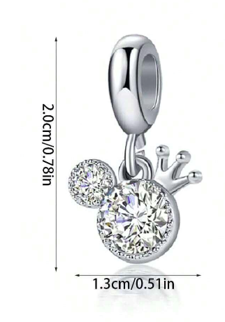 Charm Silueta Cabeza Brillante de Mickey Mouse con Corona