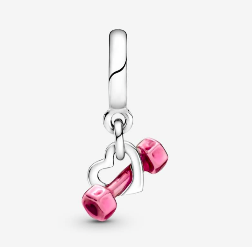 Charm Corazón y Mancuerna Rosa