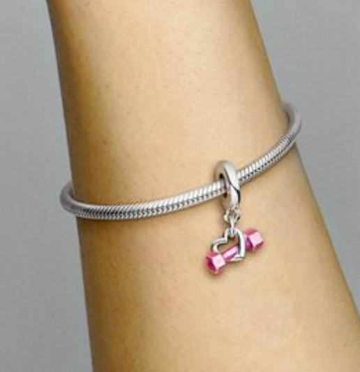 Charm Corazón y Mancuerna Rosa