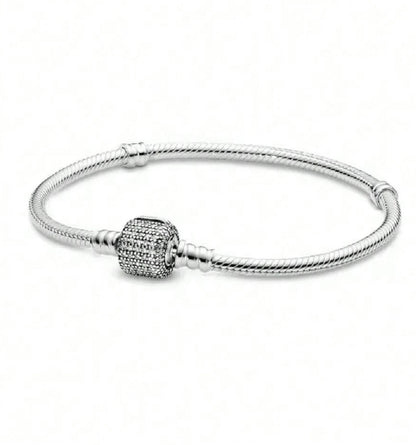 Pulsera de Plata con Cierre Barril Pavé Brillante