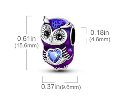 Charm Búho Azul Purpura