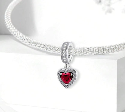 Charm Colgante Corazón Rojo Brillante