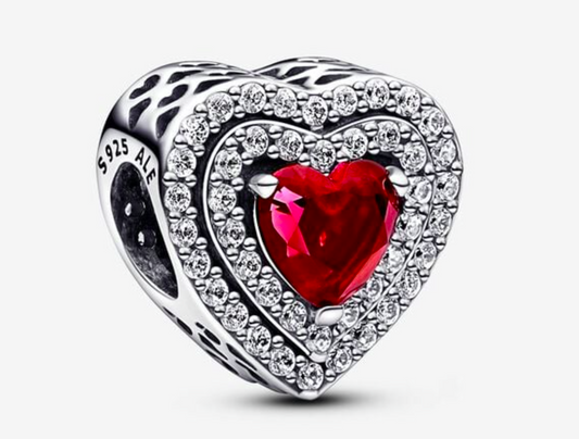 Charm Corazón con Cristales Rojos