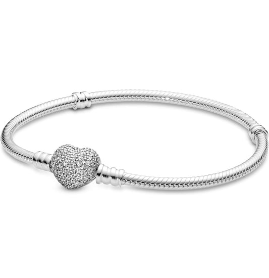 Pulsera con cierre de corazón en pavé