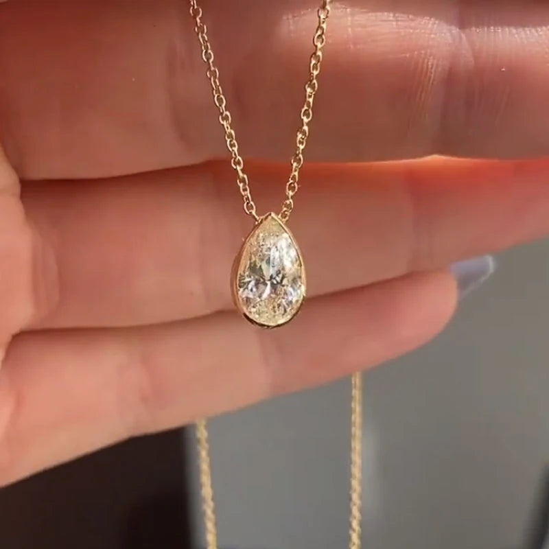 Collar Gota Cristal Dorado