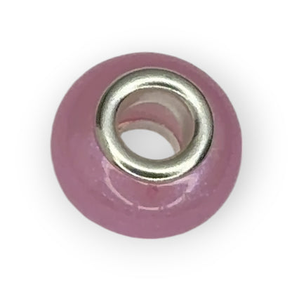 Pink opaque glass sphere charm