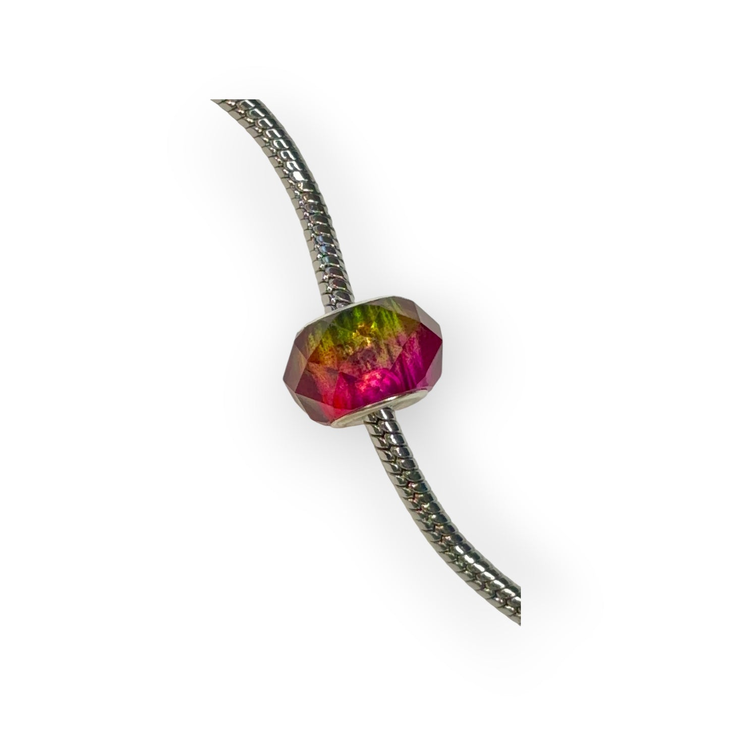 Charm esfera cristal bicolor amarillo/fucsia