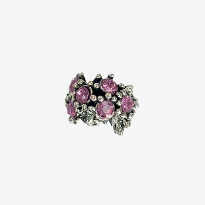 Charm Floral Vintage con Cristales Rosas