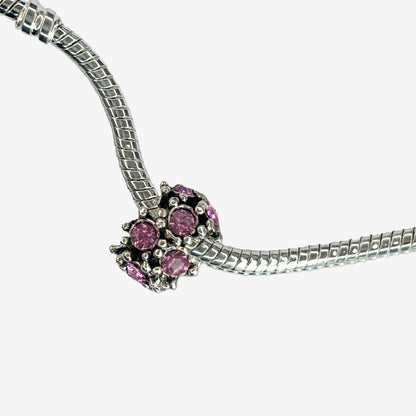 Charm Floral Vintage con Cristales Rosas