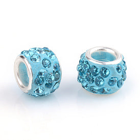Set de 2 Charms Esfera con Efecto Diamante en Tono Lago Azul