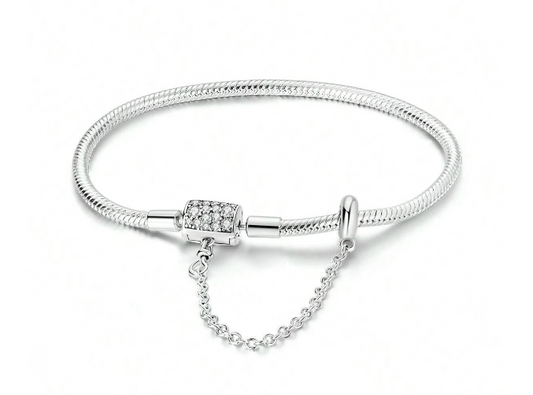 Pulsera de Cadena de Serpiente con Cierre de Barril y Brillantes