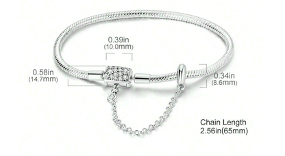 Pulsera de Cadena de Serpiente con Cierre de Barril y Brillantes