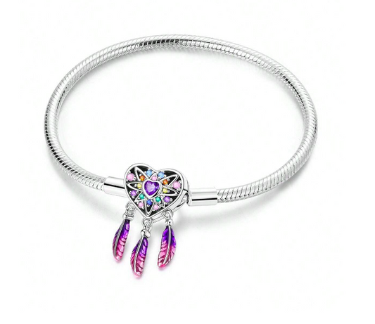 Pulsera cadena de Serpiente con Cierre forma de Corazón Atrapasueños