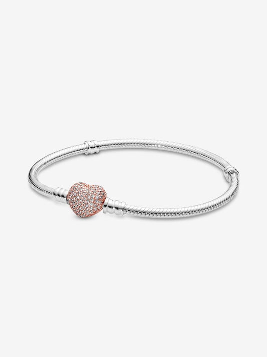 Pulsera "Latido Elegante" – Con cierre corazón oro rosa en pavé