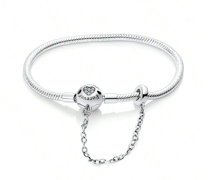 Pulsera de Cadena de Serpiente con Cierre de Esfera, Corazón Brillante FOREVER