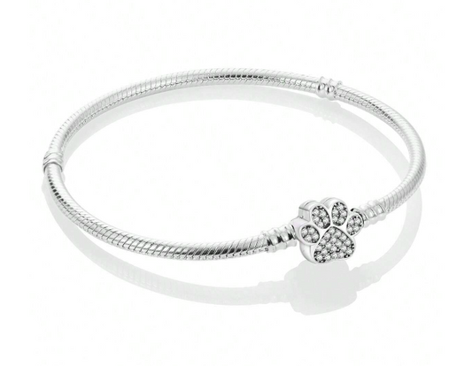 Pulsera cadena de Serpiente con Cierre forma de Huella con Brillantes