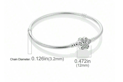 Pulsera cadena de Serpiente con Cierre forma de Huella con Brillantes