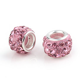 Set de 2 Charms Esfera con Efecto Diamante Rosa
