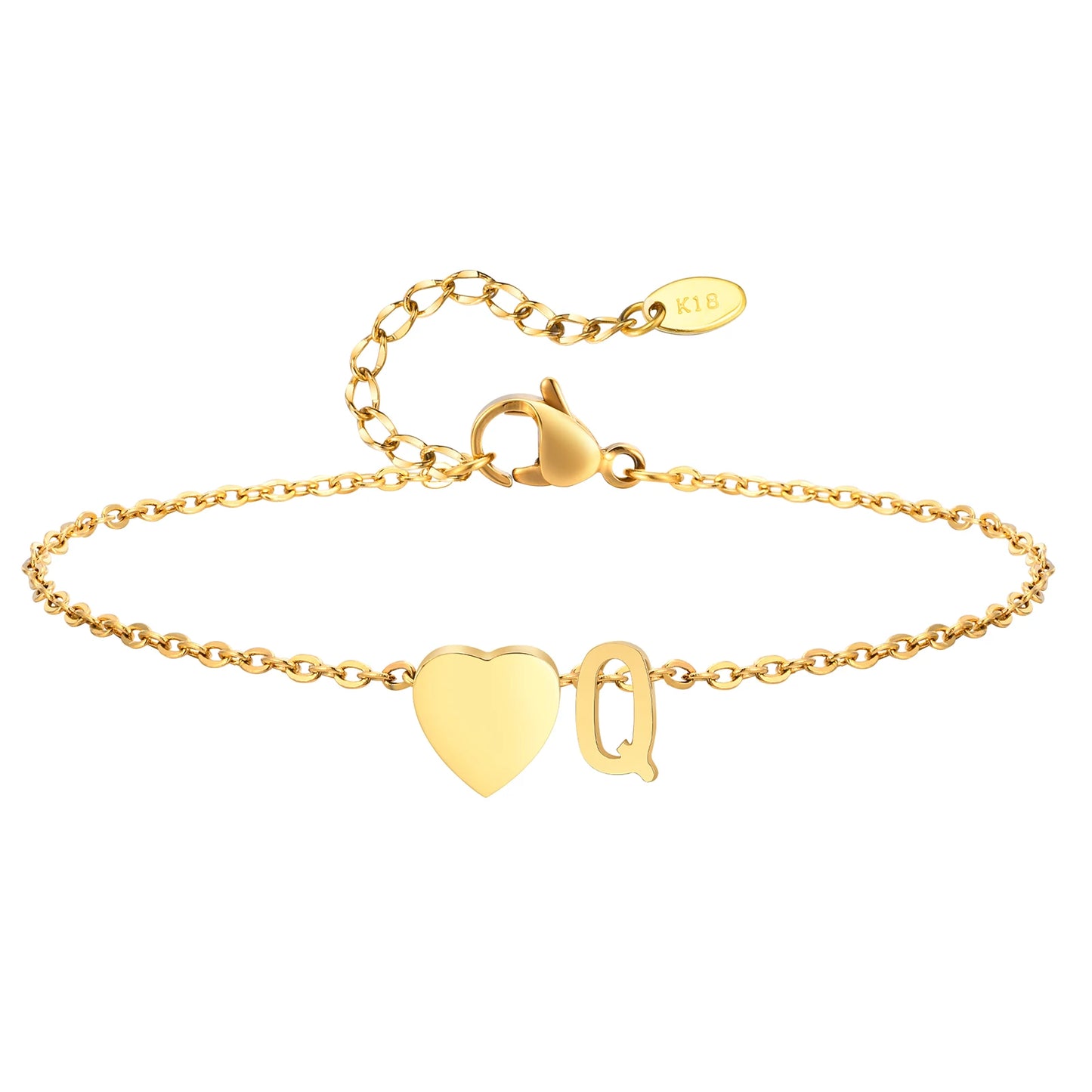 Tobillera personalizada con Inicial Corazón Dorada