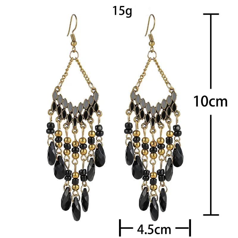 Pendientes Boho Colgantes con Cuentas