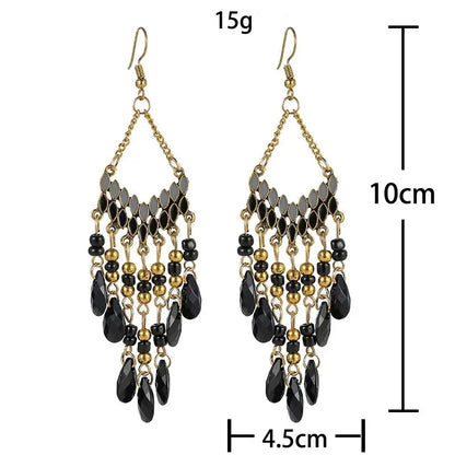 Pendientes Boho Colgantes con Cuentas
