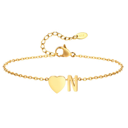 Tobillera personalizada con Inicial Corazón Dorada