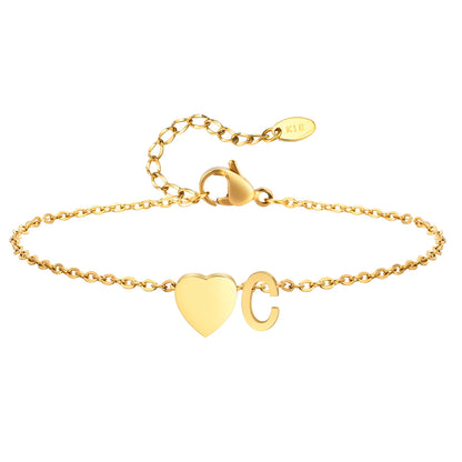 Tobillera personalizada con Inicial Corazón Dorada