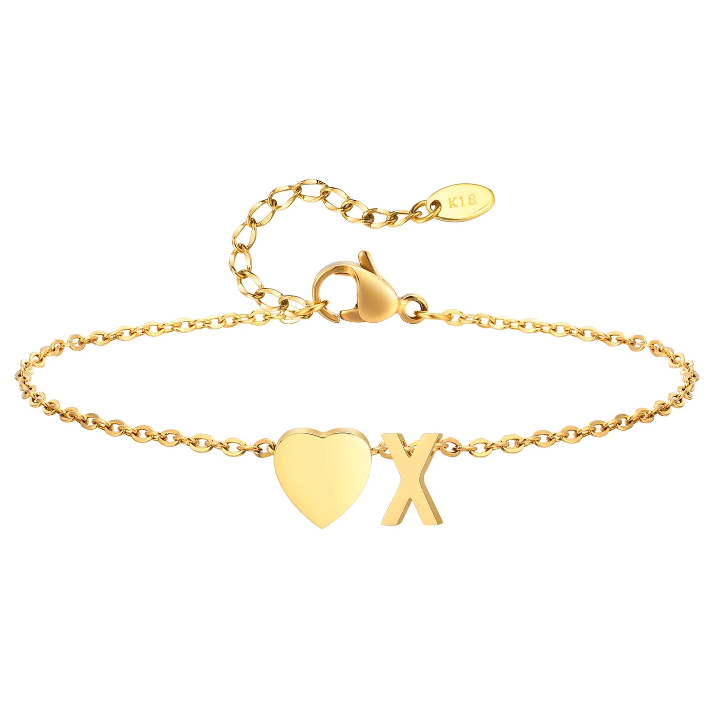 Tobillera personalizada con Inicial Corazón Dorada