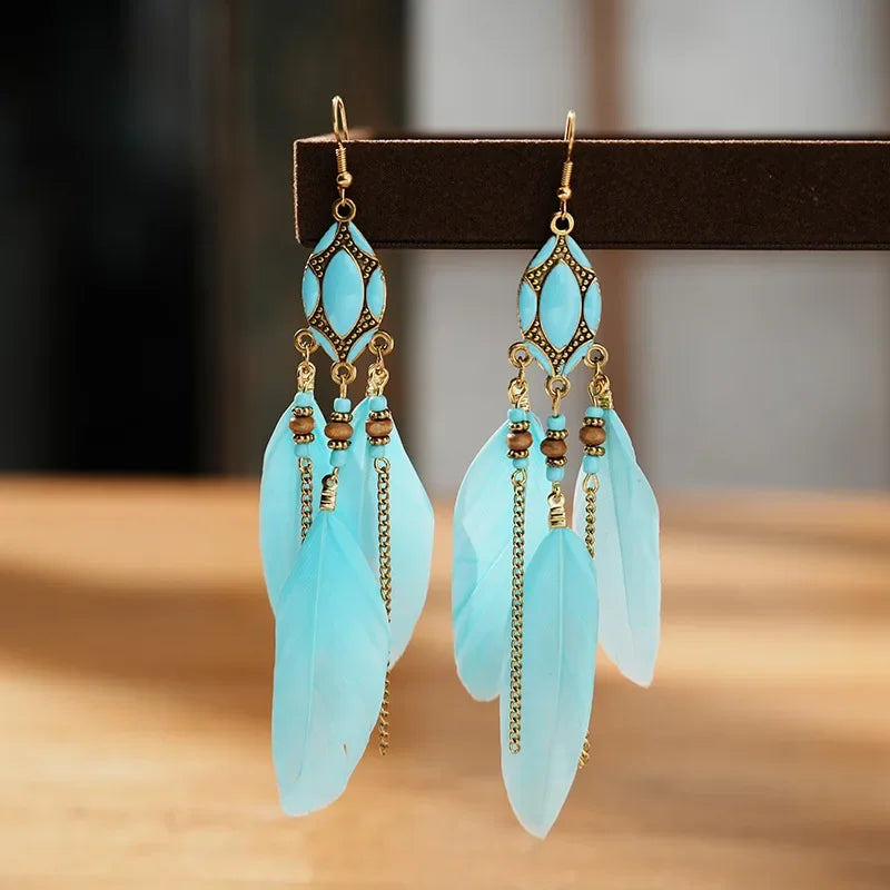 Pendientes Boho de Plumas Étnicas