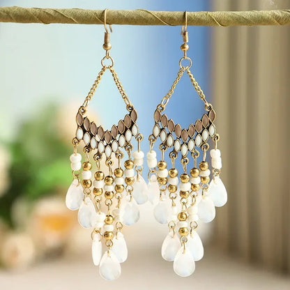 Pendientes Boho Colgantes con Cuentas