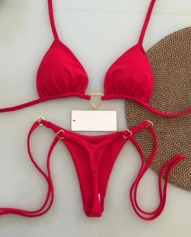Bikini ajustable corazón dorado