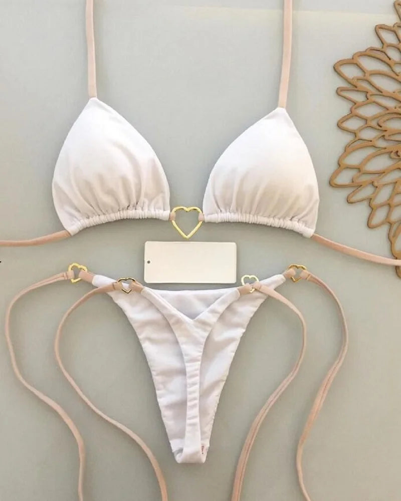 Bikini ajustable corazón dorado