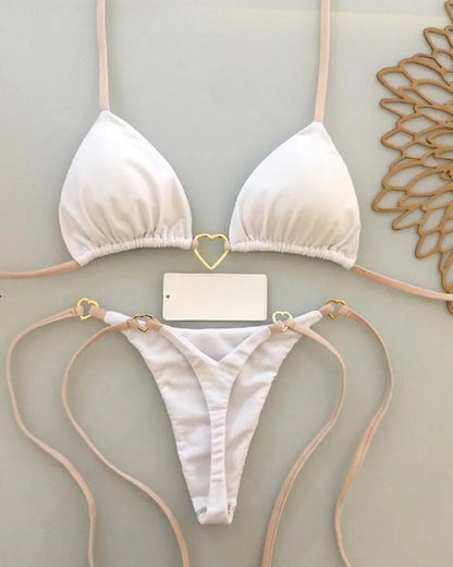 Bikini ajustable corazón dorado