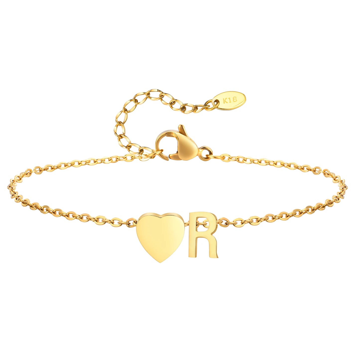 Tobillera personalizada con Inicial Corazón Dorada