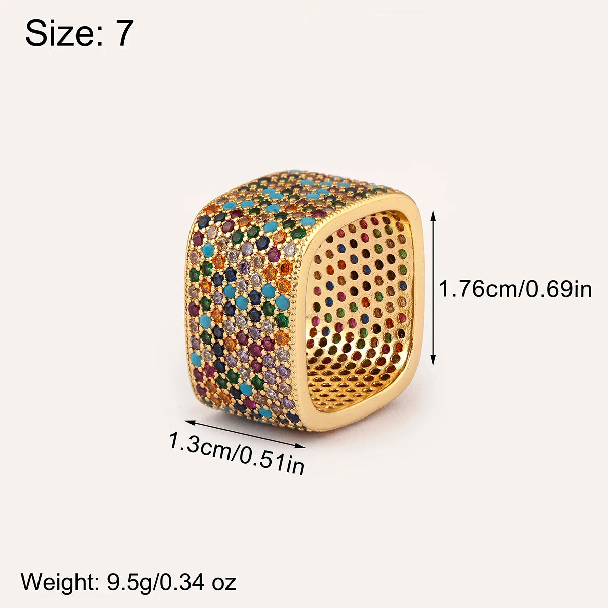 Anillo Glamour Dorado con Cristales