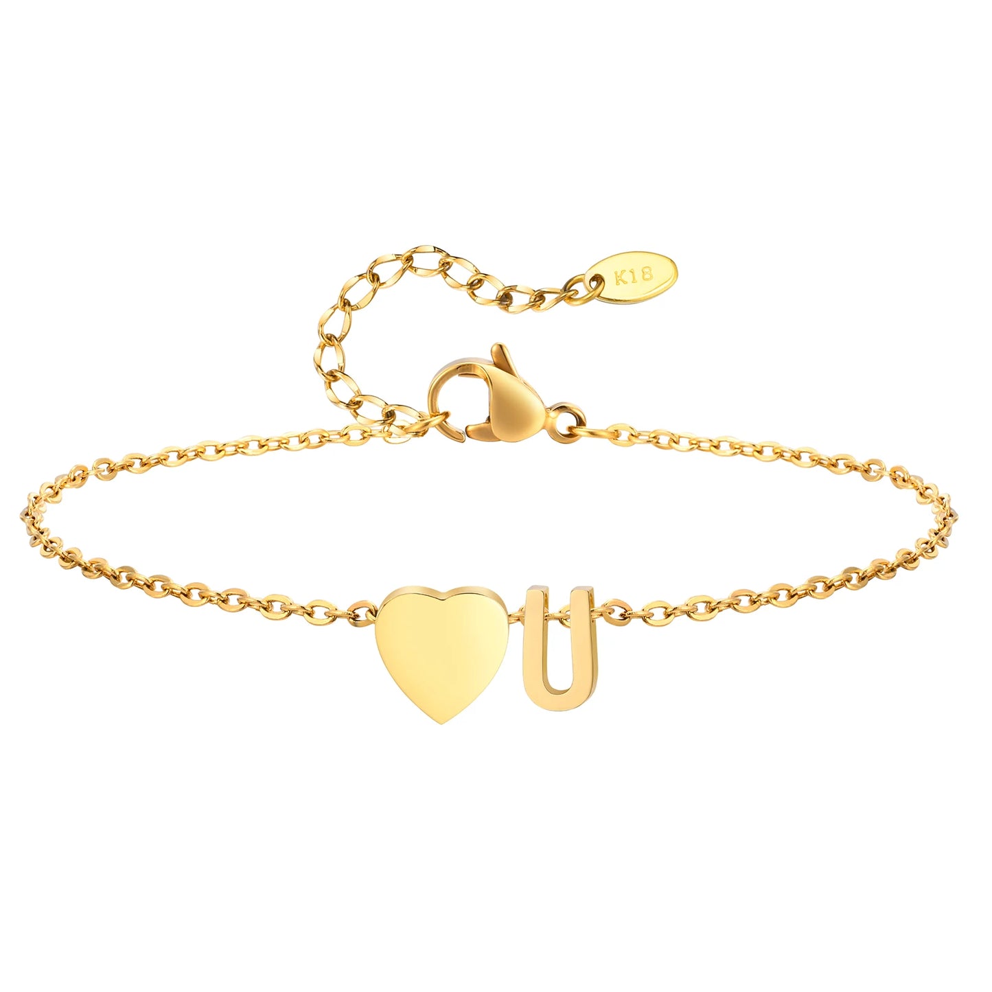 Tobillera personalizada con Inicial Corazón Dorada