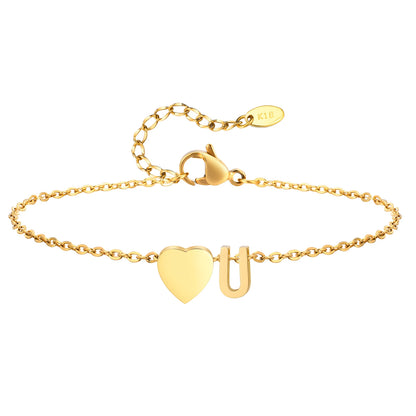 Tobillera personalizada con Inicial Corazón Dorada