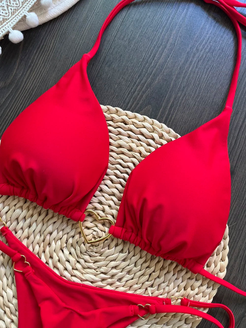 Bikini ajustable corazón dorado